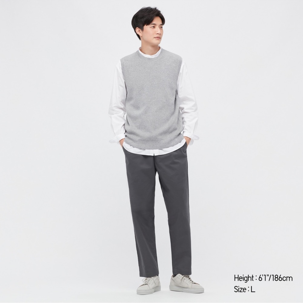 UNIQLO COTTON EASY RELAXED ANKLE PANTS DARK GREY LARGE